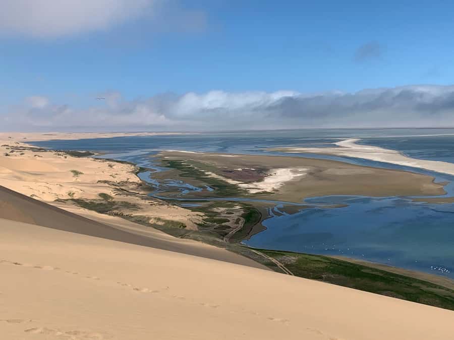 Namibia; Classic Sandwich Harbour Tour - Walvis Bay adds birds, salt, and open water